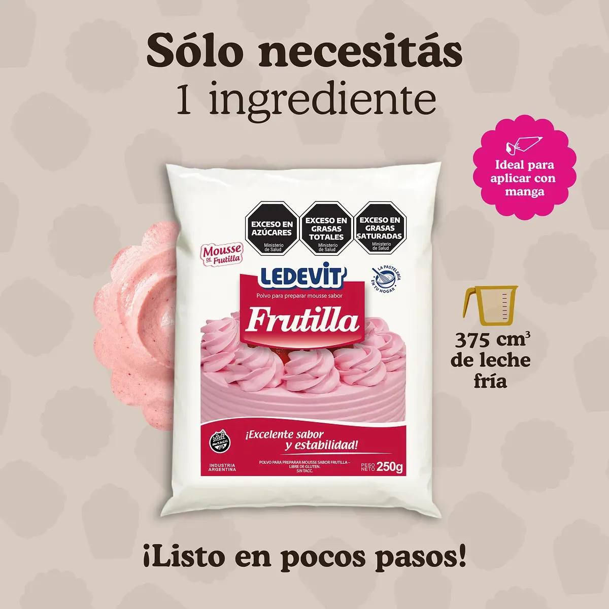 Polvo para Mousse de Frutilla 250 g