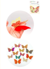 ADORNO MARIPOSA GIBRE ADHESIVA BLISTER x 12 und